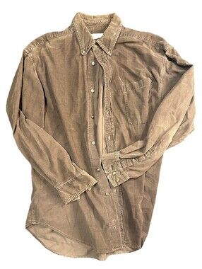 Naturalife Brown Button Down Shirt Mens Large Cotton Grandpa Core Dark Academia